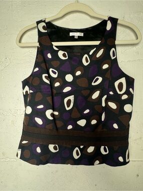 PAULE‎ KA Rare HTF Sleeveless Abstract structured Tank peplum French Designer 40